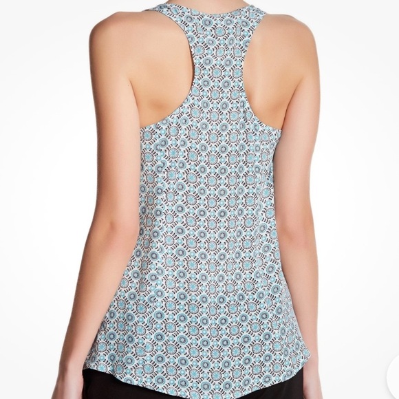 SILK JOIE Drew D Printed Porcelain Peacock Blue Medallion Tank Small Luxury EUC - Picture 5 of 14